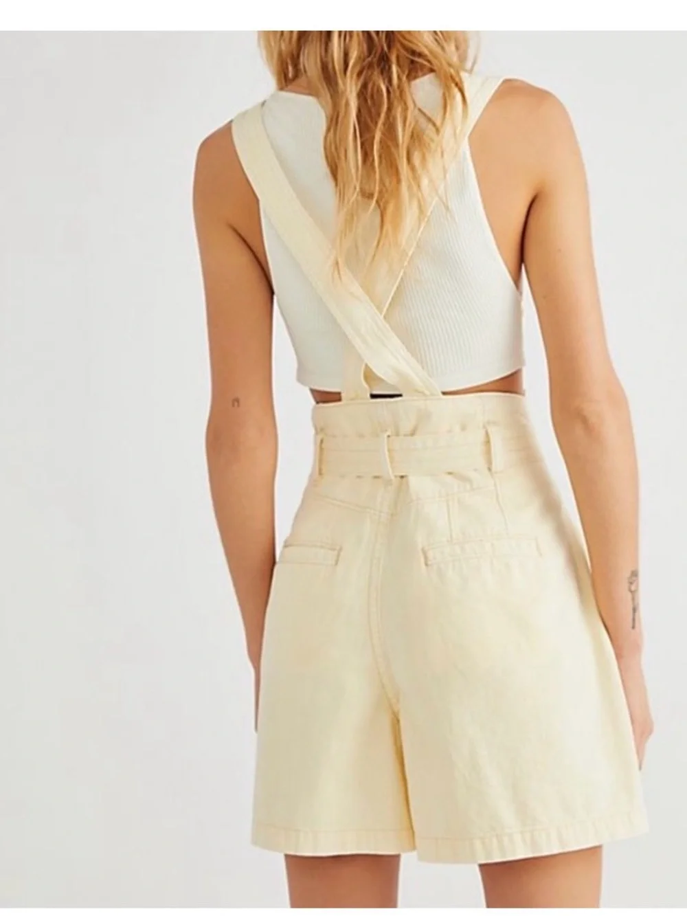 FREE PEOPLE Bittersweet Sunlit Yellow Shortall Shorts Size 30 NWT